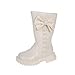 Girls Ankle Boots Elastic High Top PU Leather Side Zipper Boot Fashion Thick Sole Outdoor Rain Shoe with Bow