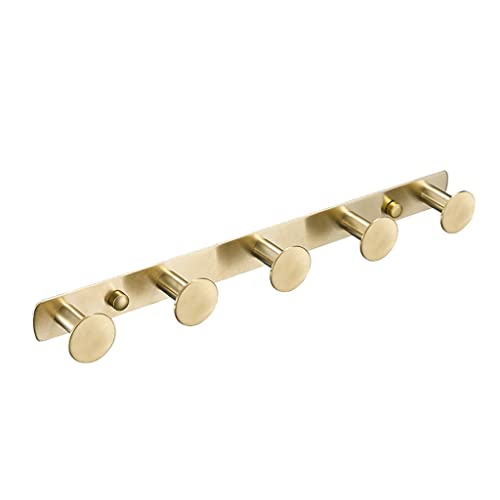 SAYONEYES Appendiabiti da parete in oro spazzolato con 6 ganci doppi per appendere – 17 pollici Heavy Duty SUS304 appendiabiti rustico in acciaio inox – Cappello, vestiti, borse, asciugamani – 1