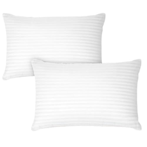 Image of Y & A'M Microfiber Soft White Pillows | Pillows for Sleeping | Ultra Soft | Anti Stress Bed Pillow for Sleeping & Neck Pain Relief for Back, Side & Stomach Sleeper (Pack of 2, 68.58x40.64 cm)-J