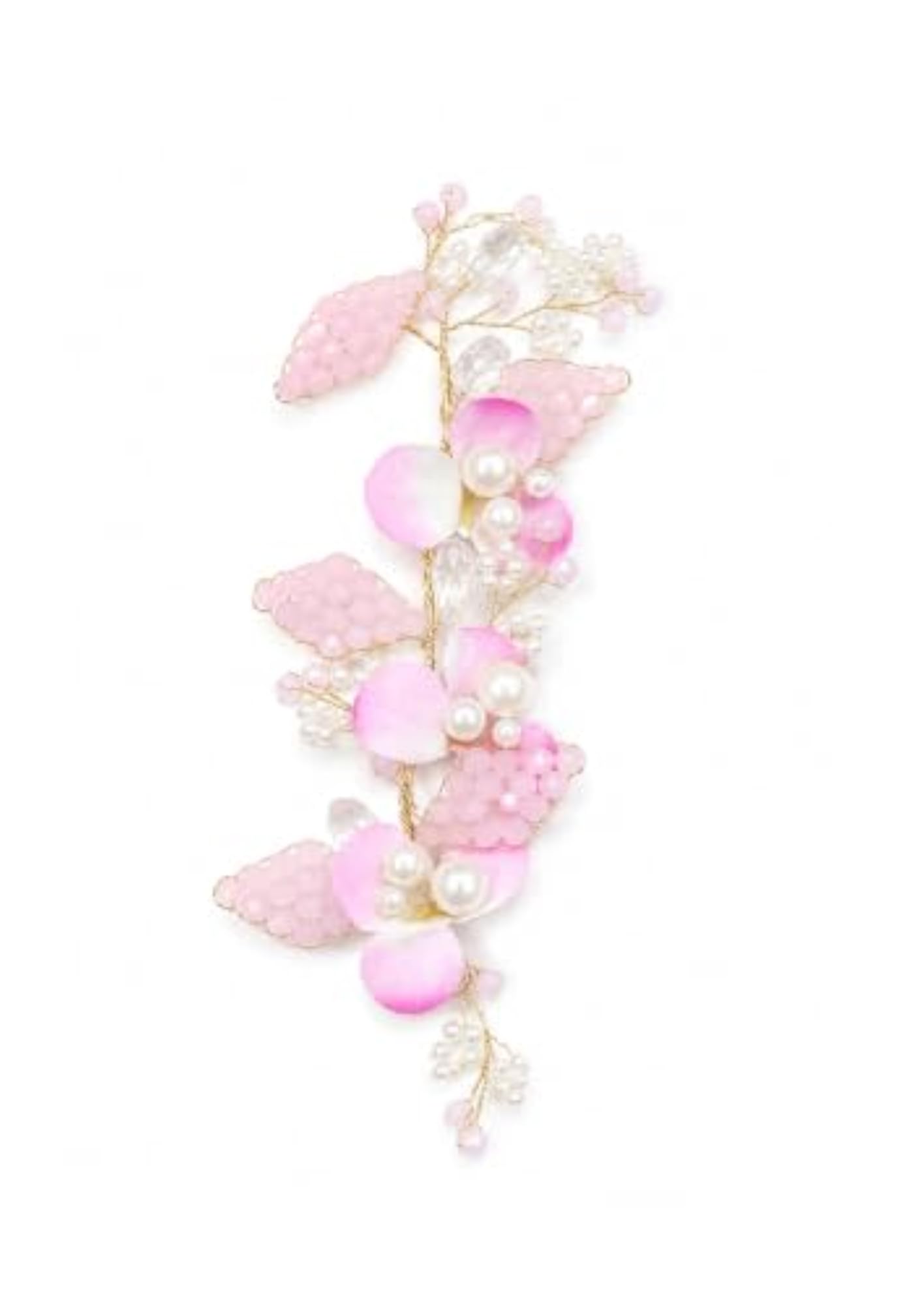 Pink Flower Beads Hair Accessory for Bun or Open Styles