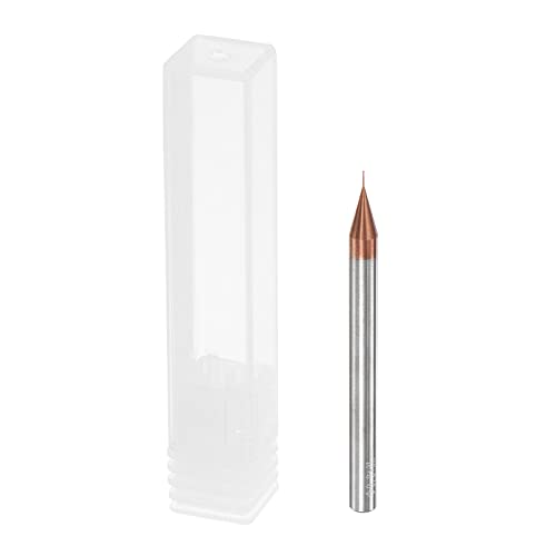 Image of uxcell Square Nose End Mill, 0.3mm Solid Carbide AlTiSin Coated Long Reach CNC Router Bits 2 Flutes Milling Cutter with Extended Neck, 2mm Cutting Length 4mm Shank