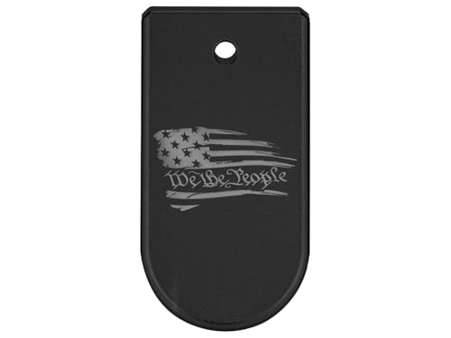 NDZ Performance Magazine Base Plate Finger Extension for Glock 43X & Glock 48 9mm, Black Anodized Aluminum with Dark Blue Laser Engraving, Made in The USA, Accessories - We The People Flag
