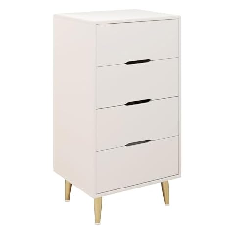 GLSCASA 4 Drawers Cabinet, Wood Storage Dresser, 4 Golden Legs, Drawers Chest for Home, Office, 38.9" H x 15.8" D x 21.1" W Cover