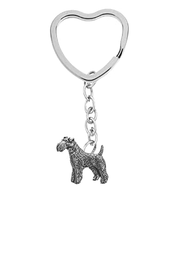 D21 Fox Terrier fino Inglés Peltre en forma de corazón con anillo dividido, plata D21 Fox Terrier fino Inglés Peltre en forma de corazón con anillo dividido, plata