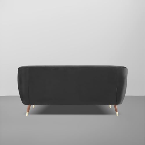 Image of Casaliving Anyse 3 Seater Sofa Set for Living Room (Black Yellow Fabric) Premium Fabric Sofa