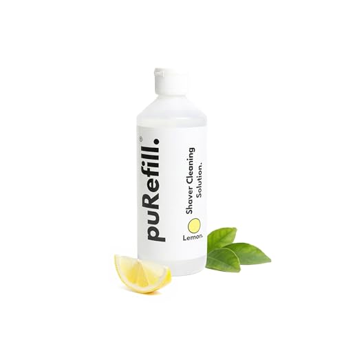 puRefill 500ml Shaver Cleaning Solution - Refill for Braun Philips Panasonic Cleaning Cartridges and Stations Up to 3 Refills Lemon Fragrance 500 ml (Pack of 1)