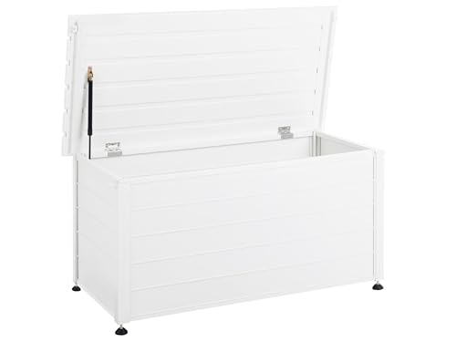 Beliani Coffre d'Extérieur de Rangement en Aluminium 123 x 60 cm Meuble de Jardin Blanc Campalto