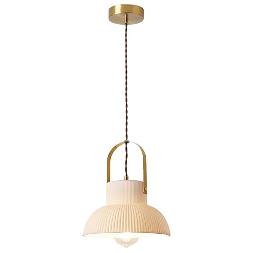Lámpara de techo cerámica blanca colgante ajustable estilo vintage industrial