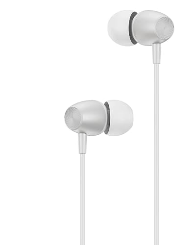 Image of boAt Bassheads 55 Wired Earphones with 10mm Drivers, Metallic Buds, in-Line Mic & Lightweight Design (White)