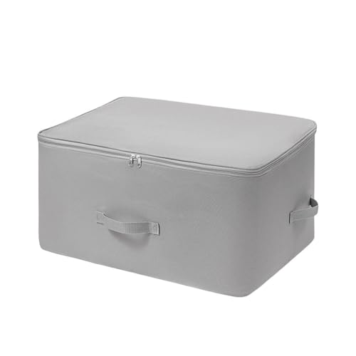Zambuph Bolsa de tela para edredón, asas con cremallera, cesta para ropa, armario, caja de almacenamiento móvil, armario plegable, organizador a prueba humedad, Estándar/Gris