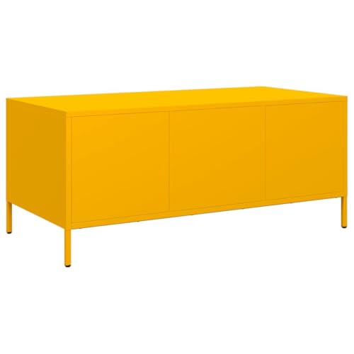 Table basse en acier jaune moutarde anti-rayures pour le salon - 8