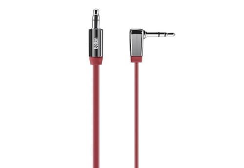 Belkin MIXIT Right Angle Tangle-Free Flat Auxilary Cable (Red, 3 Feet)