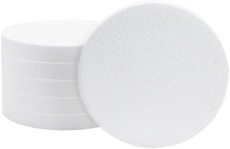 6 Pack Round Foam Circles for Crafts, White Discs for DIY Projects, Art (8 x 8 x 1 In)