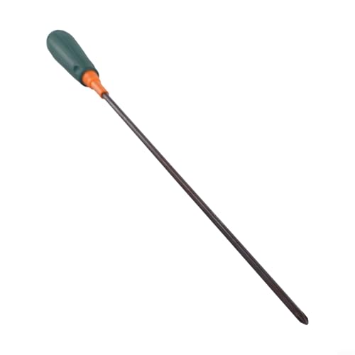 Tournevis cruciforme magnétique à longue portée et fente 5 x 300 mm, alliage d'acier de 420 mm, pour vis difficiles à atteindre avec poignée verte pour projets de bricolage (croix)