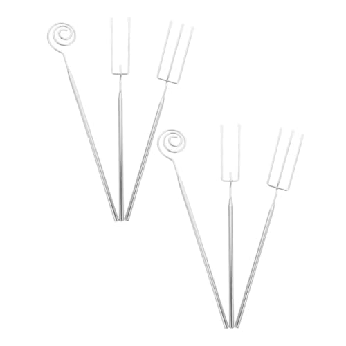 Cabilock 6Pcs Stainless Steel Fondue Forks Chocolate Dipping Tools with Long Handles for Safe Use Compatible with Induction Cookers and Gas Stoves for Cheese Marshmallows