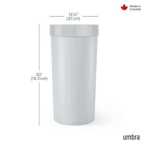 Image of Umbra Vento Kitchen Trash Can, Open Top 16.5 Gallon Garbage Can, Grey | Durable construction, compatible with drawstring bags, residential or commercial use, wipe clean maintenance