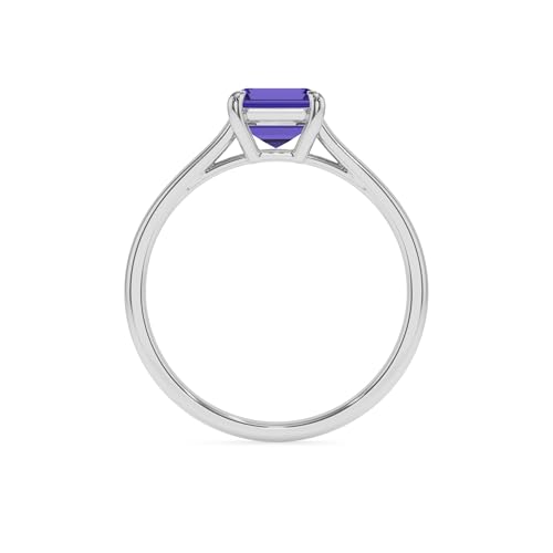Lab Grown Tanzanite Emerald-Cut Solitaire Engagement Rings for Women in Silver/Gold, December Birthstone Jewelry Gifts for Her Birthday, Anniversary, Wedding, Christmas, Mothers Day, Valentines4