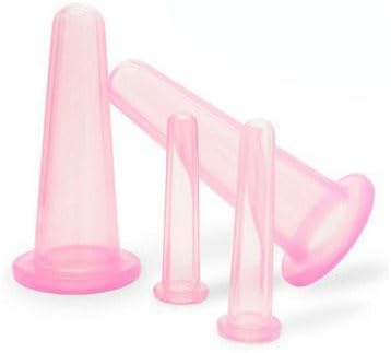 4Pcs Pink Massage Cupping Set Silicone Mini Facial Cups Face Massager Helper Skin Care Neck Back Eyes Massaging Cup Safe to Use, Don't Worry About Burns Health Care Products