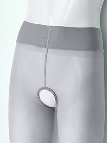 YiZYiF Women's Glossy Hollow Out Footed Tights Oily Shiny Pantyhose 8D Sheer High Waist Stockings4