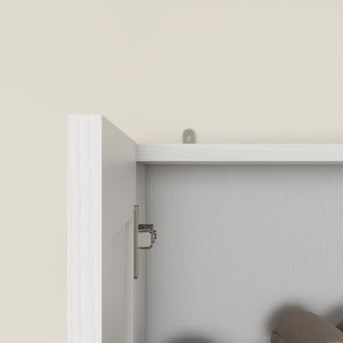 Wooden Storage Cabinet, Collection Food Pantry Narrow Cabinet Free Standing with 2 Doors and 3 Shelves Tool Cabinet, for Kitchens, Living Room, Utility Rooms (White) by Panana - Used condition - Image 6