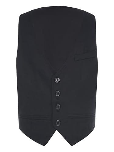 Kids Boys Single Breasted 4 Buttons Black Wedding Party Gentleman Formal Suit Vest Waistcoat