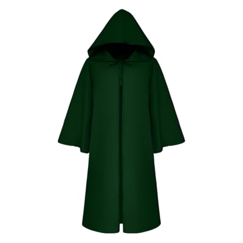 Long Hooded Cardigan Ruffle Shawl Collar Open Front Drawstring Tied Lightweight Drape Cape Overcoat for Men Tees - Main Image