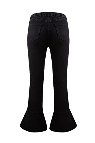 Simtuor Girls Bell Bottom Jeans Stretch Fitted Flared Jean Raw Hem Denim Pants 8-9 Years Black #TOP1