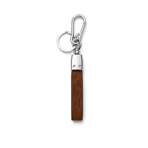 Image of Leather Strap Keychain, Embossed Logo Design, Durable Premium Key Ring for Bike Lovers & Gift Use