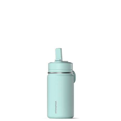 Hydrapeak Mini 14oz Water Bottle with Straw Lid, Stainless Steel Double Wall Insulated Water Bottle | Leak-Proof and Spill-Proof Water Bottle for School, 24 Hours Cold (Fresh Mint)