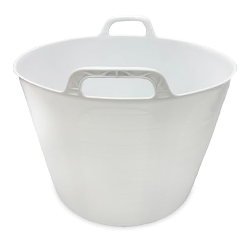 Capazo de plástico Flexible para Uso Alimentario con asa Reforzada (Blanco, 42l) - Sin BPAs....