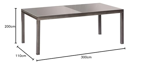 gartenmoebel-einkauf Ausziehtisch Sorrento XXL, 200/300x110cm, Aluminium Graphit + Glas grau