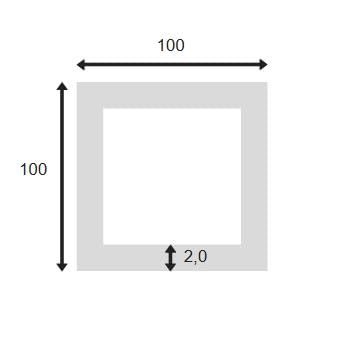 Edelstahl 304L Quadratrohr Hohlprofil Rohr Verschiedene Größen und Längen (100x100x2,0 mm x 1.000 mm)