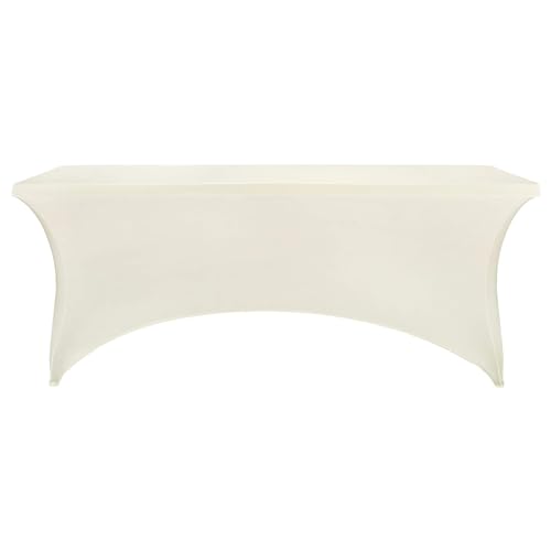 Image of FORLIFE 6Pack Spandex Table Covers 6ft,Fitted Tablecloth for 6ft Rectangular Tables, Stretch Patio Table Covers, Universal Spandex Table Cover for Wedding, Banquet, Party - Ivory