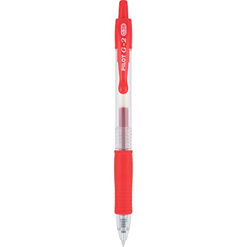 Image of Pilot G2 Retractable Premium Gel Ink Roller Ball Pens, Ultra Fine Point, Red Ink, Dozen Box (31279)