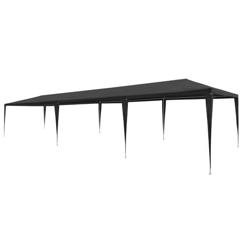 WGYHOME Tienda de campaña para fiestas, 3 x 9 m, PE antracita, impermeable, resistente a los rayos UV, estable con marco de acero para jardín, fiestas y eventos al aire libre