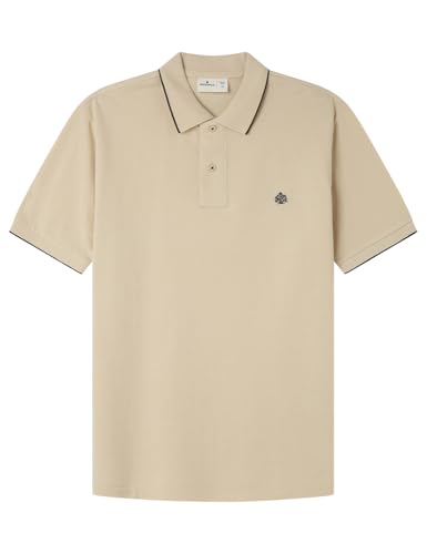 Springfield SS Polo Piqué Flameado con Embro8Idery De Árbol. 100% Algodón Bci, Beige, M