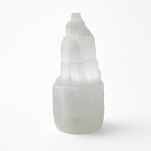 ROCKING GIFTS Monolito de Selenita Blanco Natural Pequeño, Eisberg Torre Skyscraper Catedral Cascada Aprox. 10 cm de Alto, procedencia Marruecos, Cristal y Minerales