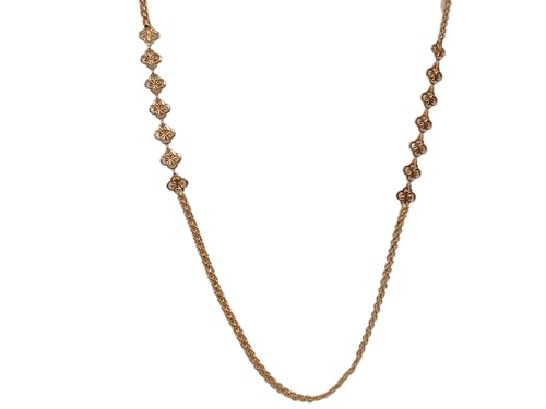 Collar de cadena de 24 pulgadas bañado en oro con diseño floral de cobre fino