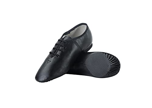 Jazz-Schuhe PU Leder Lace Up Unisex Jazz-Schuh für Frauen und Männer Tanzschuhe-Schwarz 34.5-EU Cover