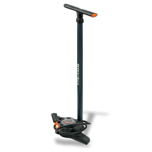 SKS GERMANY AIRLITE Bomba de pie con manómetro de precisión Grande (Accesorios para Bicicleta, Mango ergonómico, Manguera de Alta presión, Tubo de Acero Estable, Cabezal Multi Valve MV Easy para