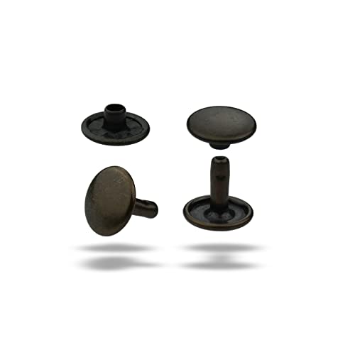 IstaTools Remaches huecos para cuero, doble capuchón de latón, remaches inoxidables para bolsos cinturones de tela (9 x 8 mm, latón envejecido, 125)