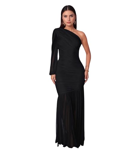 Image of Jigfar Women's Sexy Elegant Rhinestone Embellished Velvet Party Club Night Bodycon Formal Evening Maxi Dress