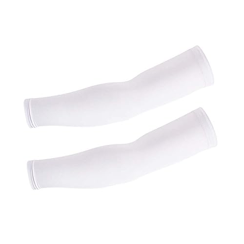 KICHOUSE Stretchy Arm Cover UV Protection Sleeve Breathable Elbow Protector for Sun Protection Elastic Elbow Brace for Cycling Running Yoga and Golf White