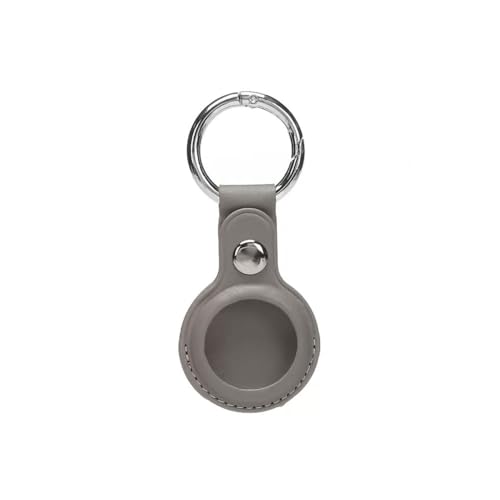 YOREMEI Airタグケースレザー製Air タグカバーキーホルダーアップルエアタグケース革製軽量耐衝撃性 衝突防止トラッカーAirタグカバー持ち運び便利 ペット/子供/バッグ/鍵/小物/スーツケースなど紛失防止 (グレー)