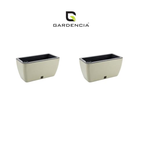 Image of GARDENCIA Self Watering Flower Pots for Outdoor Indoor Gardening /Rectangle Big Plant Pot with Polypropylene UV Material /Decorative Modern Gamla (Pack of 2, Recta Big Stone Cream)