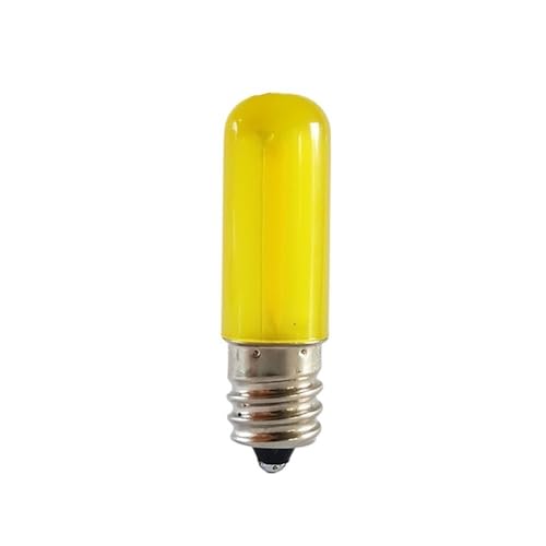 Iluminación KJXP, Paquete de 20, luz de filamento LED AC220V E14/E12 T15 0,5 w bombilla indicadora de luz LED for refrigerador(Amarillo,E12)