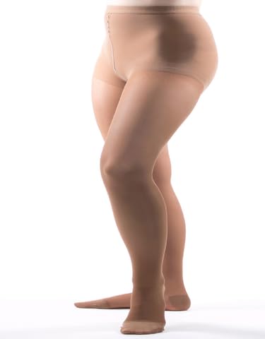 Image of Allegro Women's Sheer Compression Pantyhose 15-20 mmHg Support Hose | Smooth fabric with a light control top, soft double-plush waistband and roomy balloon toe for a comfortable everyday fit