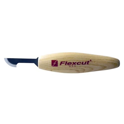 Image of FLEXCUT Wood Carving Knives | Hooked Skew Knife, Hook Radial Bevel | Honed and Polished 1095 High Carbon Steel Blade | KN37 | Made in the U.S.A.