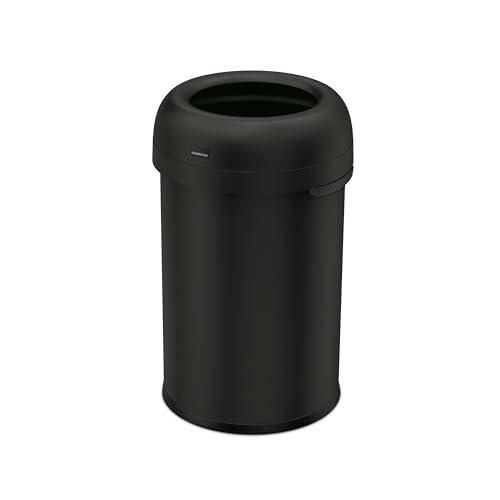 Image of simplehuman Bullet Open Can, 115L / 30 Gallon Commercial Trash Can for Restaurants, Cafes, High-Traffic Spaces, Heavy Gauge Steel, Wide Open Top, ADA-Compliant, Matte Black Steel