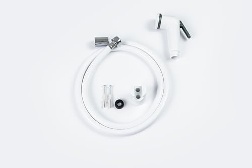 Streamflow™ ECO Hand Trigger Bidet/Shattaf Set - White / 120cm White Multilayer Plastic Hose